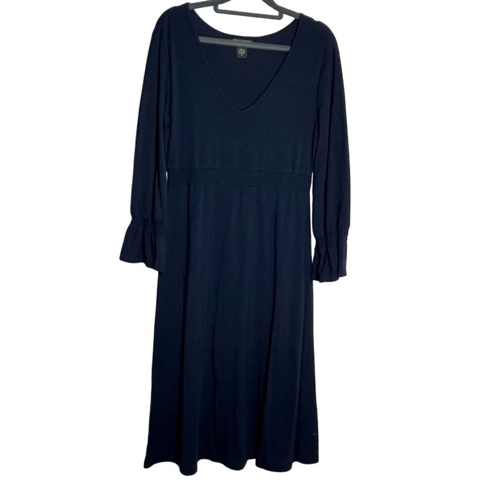Banana Republic Factory Long Sleeve Navy Dress Elastic Waist Stretch Size Medium